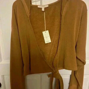 Grade and Gather Woman’s Cotton wrap style hoodie. Burnt orange. Size L  NWT